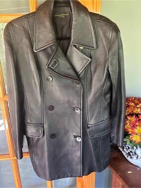 Donna Karan  6 Double Breasted Leather Coat New wo Tag